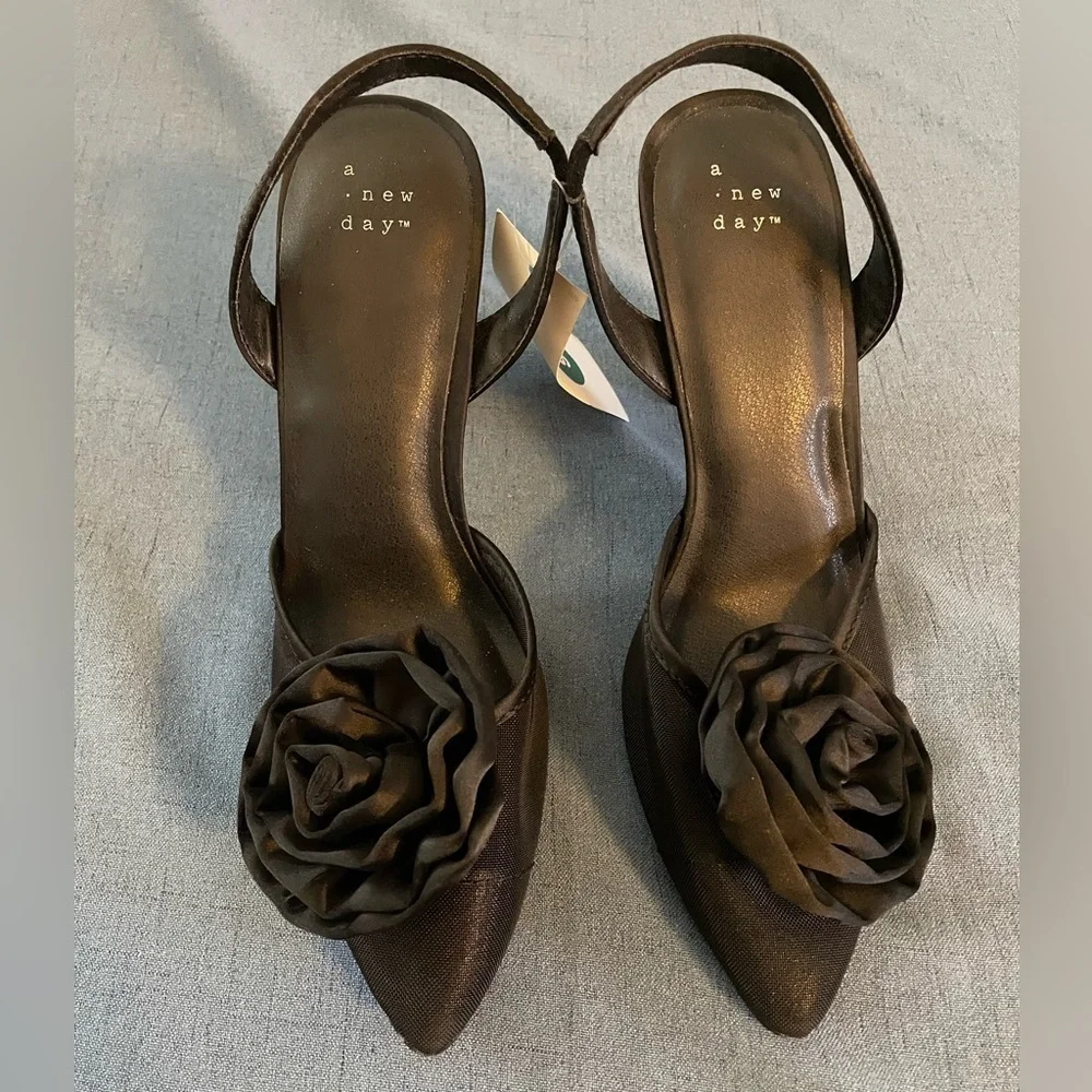 A New Day Fleur Slingback Heels, Size 9, NWT
